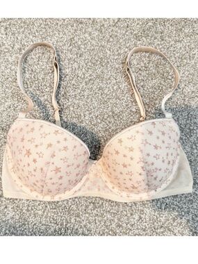Victorias Secret Dream Angels Bra 32D Glitter Star Coquette Romantic ShimmerWear